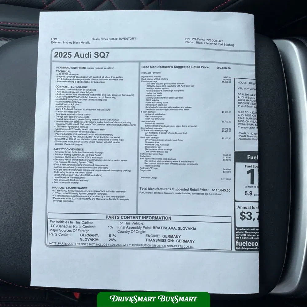 2025 Audi SQ7 Prestige